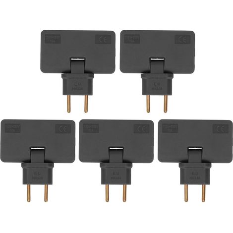 180-Grad-Funk-EU-Steckeradapter, 1 auf 3 europäische Flachstecker, 110–250 V, für Schränke (Schwarz), 5 Stück