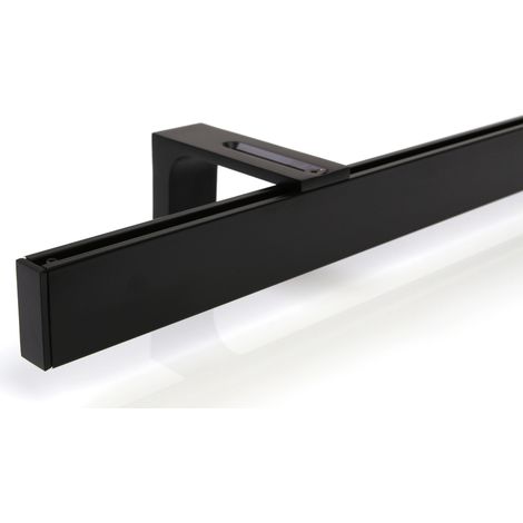 Gardinenschiene Innenlauf auf Maß 1-läufig Schwarz - Serie Loft Wandträger 120cm
