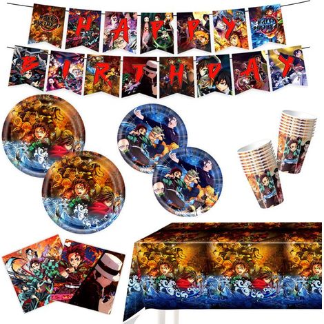 KLVGTIFS PU - Lot de 52 de Vaisselle, Assiette Anniversaire Enfants Fête Assiettes en carton Serviette Gobelets-Motif 2 (1/5)