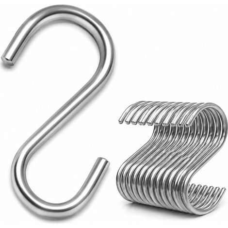 100 ganchos en S de acero inoxidable 304, 28 x 12 x 2 mm, mini ganchos resistentes a la corrosión para colgar llaves, joyas, bolsos ligeros y decoraciones. (1/5)
