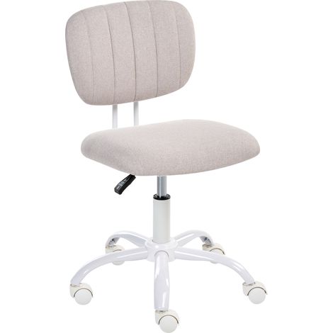 Silla giratoria de escritorio elegante tapizado de tela estructura de hierro oficina en casa habitación infantil altura ajustable sin reposabrazos beige claro Bubbly