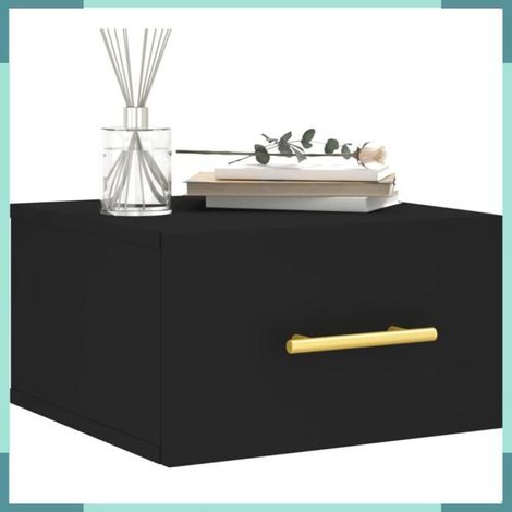 Table de chevet murale - 829790 - Noir - 35 x 35 x 20 cm - Bois d'ingénierie (1/5)