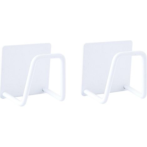 Porte-éponge Autocollant, Support pour Éponge de Cuisin en Acier Inoxydable, Porte Serviette Cuisine, Organisateur D'évier, Crochet Mural pour Cuisine et Salle de Bain (2pcs blanc)