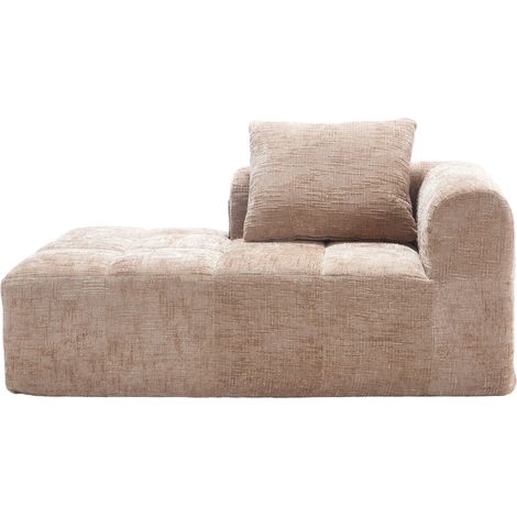 Fauteuil Chaiselongue - 1 Place - Chenille - Rangement & Coussins Inclus & Pochettes Latérales - Compressé - 158 x 90 x 60 cm - Kaki (1/5)