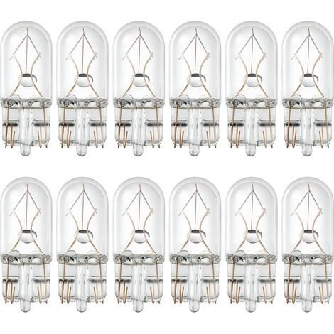 12-teiliges T10-Halogenlampen-Set (sockellos) – Warmweiße Autolampen für Blinker, Seitenmarkierungsleuchten, Kennzeichenbeleuchtung, Rückfahrlichter und Innenbeleuchtung (DC 12V)