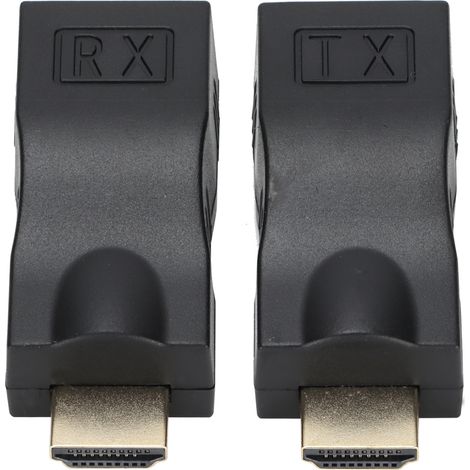 Adaptateur de signal noir RJ45 vers interface multimédia haute définition (HDMI) - Prolongateur de transmission (1/5)