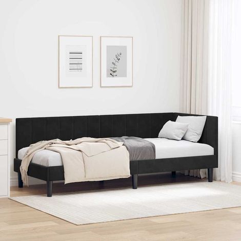 Estructura de cama en esquina Negro 80 x 200 cm Terciopelo