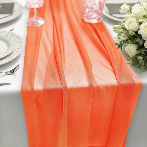Chemin de Table en Mousseline Orange, 70x300 cm, 1 Pièce (1/5)