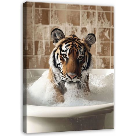 Peinture tigre animaux pour salle de bain wc sur toile Murale 40x30 (1/3)