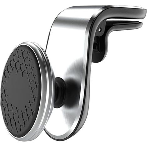 Support Telephone Voiture Magnetique,Support Voiture Auto Universel Rotation 360° Aimant Telephone Voiture et Un Bouton de Libération pour Smartphones et GPS 4.7-6.7 Pouces, Argent (1/5)
