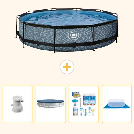 Exit-toys Piscine Exit Ronde - Effet Pierre - 360x76 cm - 5-pièces SCB15 (1/5)