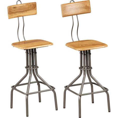vidaXL Chaises de bar lot de 2 teck massif de récupération (1/5)