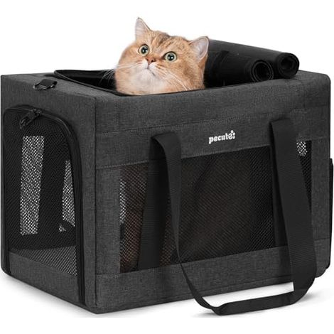 Sac Transport Chien Chat Pecute, Grand, Gris Fonce, Stable, 42,5x32x30cm, Animal, Compagnie, Voyage (1/5)