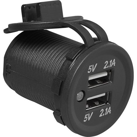 Port USB double encastré type A 2x2100mA 12V/24V