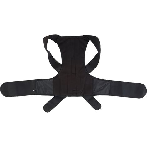 Correcteur de posture dos noir réglable, ceinture anti-voûte pour soulager douleur lombaire, maintien dorsal homme femme, taille M (1/5)