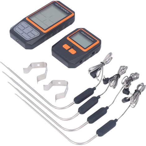 Thermomètre BBQ sans fil numérique 4 sondes, portée 100 m, viande et cuisine, télécommande CH-216 (1/5)