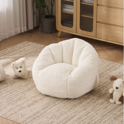 Fauteuil pouf 75x70x52 cm en polyester beige, ergonomique, gain de place pour salon FloraGrace (1/5)