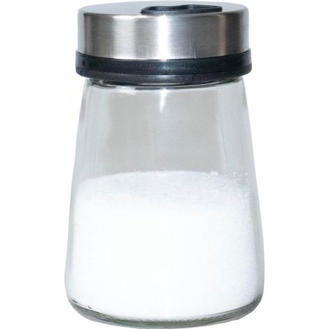 Dispenser per spezie, dispenser per polveri, bottiglia per spezie, design conico girevole con tre aperture di erogazione, utensile da cucina, vetro, 6,5 x 6,5 x 9,8 cm, per uso domestico, Res (1/5)