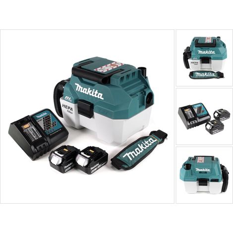 Makita DVC 750 LRMX3 Akku Staubsauger Nass und Trockensauger 18 V tragbar + 2x 4,0 Ah Akku und Lader- ohne Zubehör