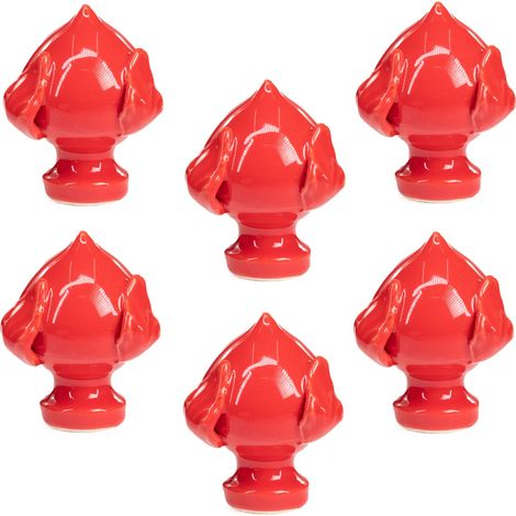 Lupia - Set 6 pezzi PUMO Salentino in Ceramica ROSSO, Chiuso Altezza 6 cm, artigianali Unici in ogni pezzo, Segnaposto per eventi, feste, cerimonie e matrimonio, Soprammobile Bomboniera (1/4)