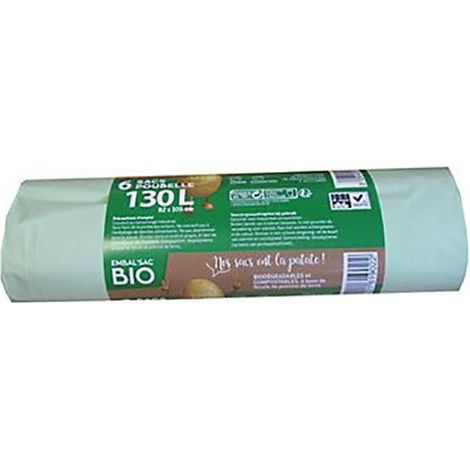 Bio-Müllbeutel 130 l x 6, Durchlässigkeit 30 Mikron -