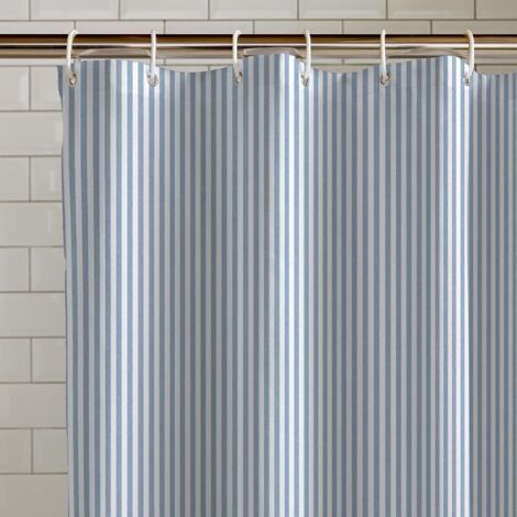 180 x 180 cm, Bleu Rideau de Douche à Rayures intemporelles. (1/4)