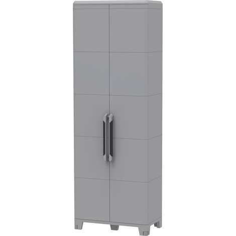 Armadio Portascope Modulare da Esterno 78x43,6x225,8 cm 2 Ante 5 Ripiani in Polipropilene Transforming Grigio e Nero (1/5)