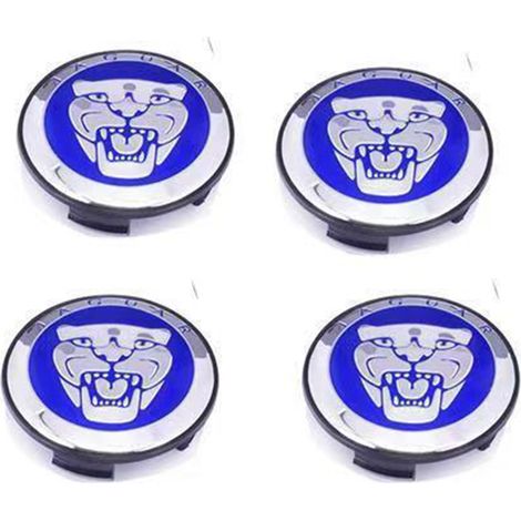 59-mm-Radnabenkappen, kompatibel mit Jaguar XF, XJL, XK und X-Type, blaue Felgennabenkappen für Autos, Autoreifenzubehör, 4er-Set (1/2)