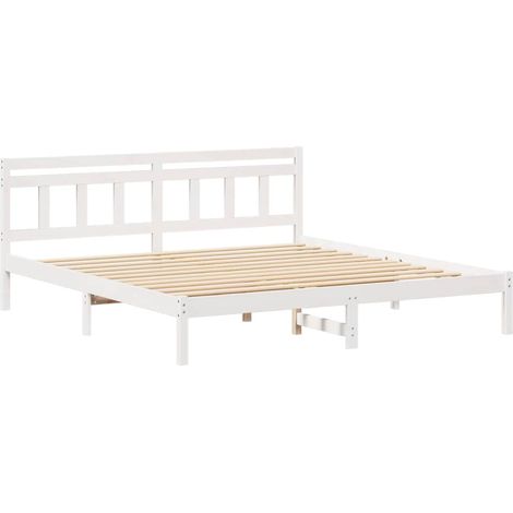Lit adulte,Cadre de lit avec tête de lit Blanc Bois massif en pin CFW9203615 (1/5)