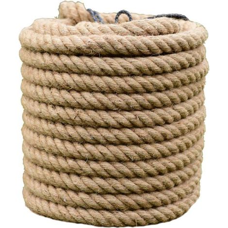 Corde en Jute Naturelle 16 mm / 18 mm / 20 mm, Chanvre Robuste pour Jardinage, Emballage et Décoration de la Maison (18mm) (1/5)