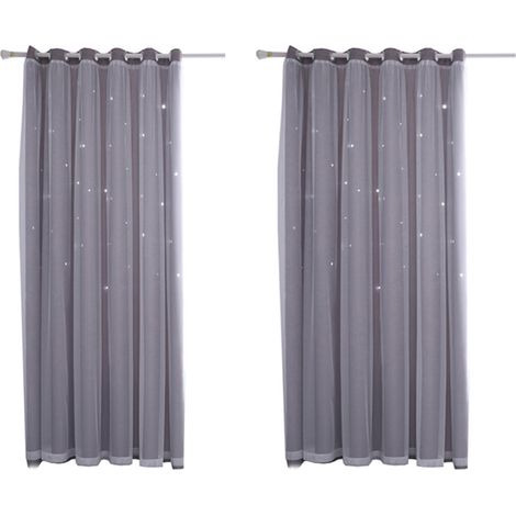 Rideau de fenêtre ajouré à étoiles, occultant, pour salon ou chambre à coucher (1 pièce).