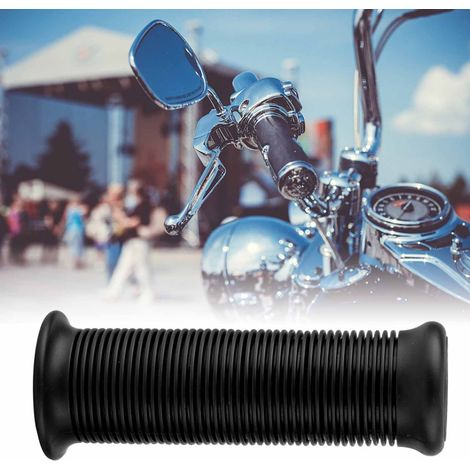 Paire de poignées de guidon universelles moto vintage TPU noir 25mm/28mm (1/5)