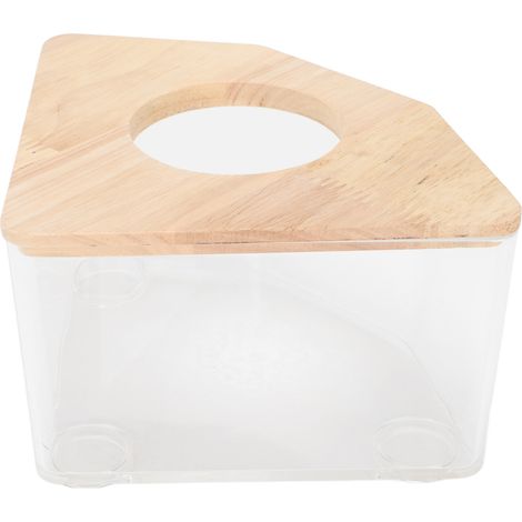 Arenero para hámster, con forma de abanico y ángulos rectos, fabricado en material PS transparente, con patas de soporte, para animales pequeños. (1/5)