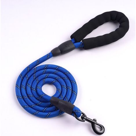Correa para perros, correa larga con asa acolchada, apta para perros pequeños, medianos y grandes, 1,2 cm de grosor, 3 m de largo, azul oscuro (1/5)