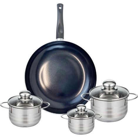 Ensemble de 1 Poêle de cuisson 32 cm et 3 faitouts 12, 14 et 16 cm Elo Prima Brillant (1/5)