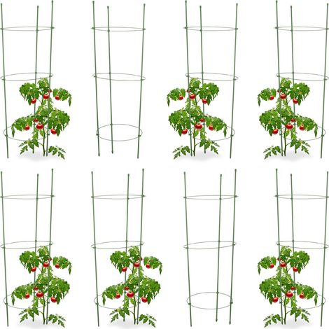 Soporte Plantas Trepadoras, Pack de 8, Ajustables, Tutores Tomateras, Obelisco Huerto, Plástico, 76 cm, Verde