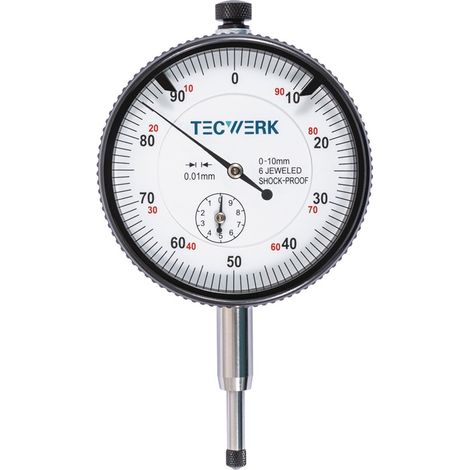 TECWERK Messuhr DIN 878 10mm Abl.0,01mm m.Stoßschutz TECWERK