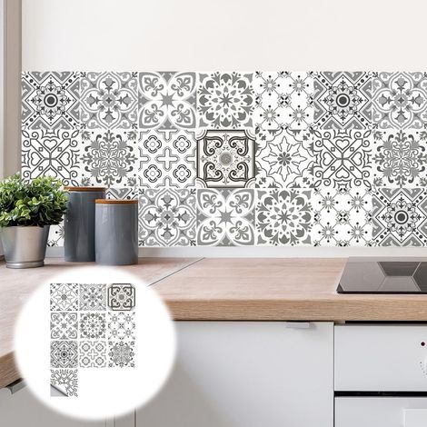 20 Pcs Stickers de Carreaux Adhésifs,Autocollants de Cuisine Motif de Carrelage,Papier Peint de Carrelage,Autocollant Carreaux Étanche de Salle de Bain,pour Cuisine,Armoire,Meuble,Table,1010cm (1/5)