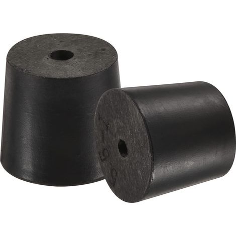 Caoutchouc Conique Bouchon 24mm à 28mm avec Trou Noir pour Bouchons, Liège, Bouchon d'égout, Bouchon tuyau d'eau, Bouchons pour instruments expérimentaux 5 Pièces (1/5)