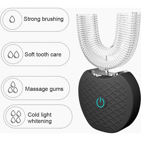 Brosse à dents électrique - Forme en U avec tête de brosse supplémentaire (blanche)-AquaForge