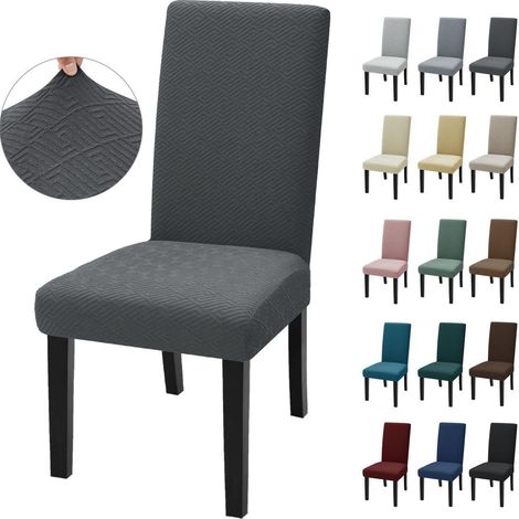 Lot de 4 housses de chaise extensibles, universelles, confortables, gris (1/5)