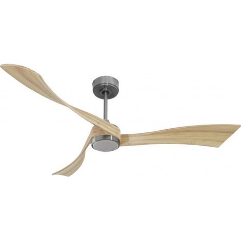 Twist, Ventilateur déstratificateur d'air, pales bois clair 166 Cm Moteur chrome brossé avec point lumineux LED.