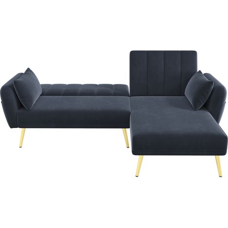 Canapé d'angle convertible moderne en velours avec rangement, L 191,5 x P 130,5 x H 80 cm, pour séjour et chambre (1/5)