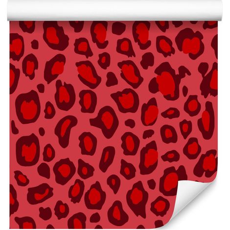 Tapete mit rotem Tierfellmuster, rot, weiche Formen, 50 x 1000 cm (1/5)