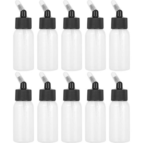 10pcs 30ml Airbrush Bottles Corrosion Resistant Pigment Container for Dual Action Siphon Spray Guns (1/5)