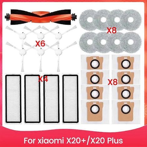 Filtre pour aspirateur brosse pour aspirateur Filtre de brosse pour aspirateur filtre de Robot Aspirateur X20+/X20 Plus Robot Aspirateur Main Side Brosse HEPA Filtre Serpillière Cloth Dust Bags (1/5)