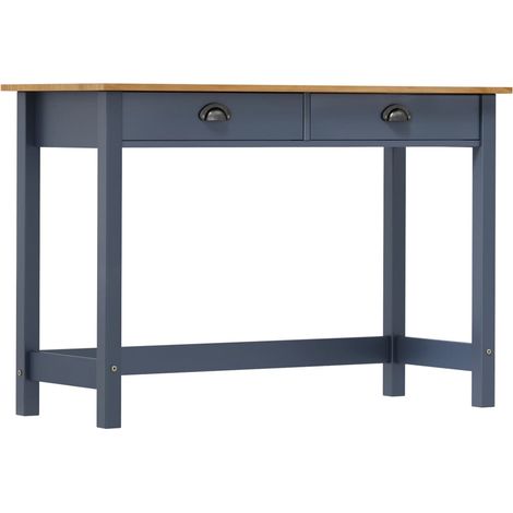 Table d'appoint console d'entrée meuble de salon avec deux tiroirs 110 x 45 x 74 cm pin gris DEC032027