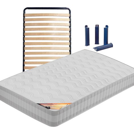 TAHITI - Pack Matelas + Lattes 90x190 + Pieds (1/5)
