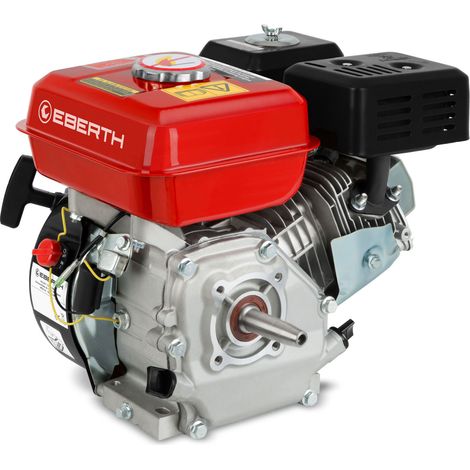 EBERTH 6,5 PS 4,8 kW Benzinmotor Standmotor Kartmotor Antriebsmotor mit konischer 19,00 mm Ø Welle, Ölmangelsicherung, 4-Takt, 1 Zylinder Industriemotor, 196 ccm Hubraum, luftgekühlt, Seilzugstart