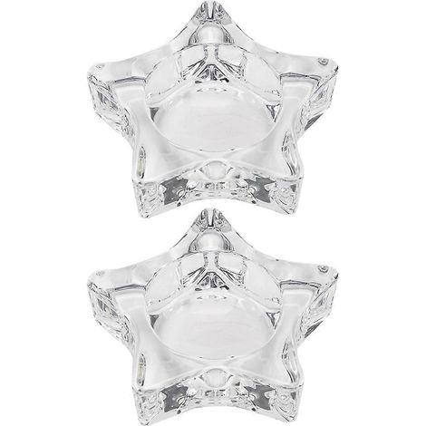 Lot de 2 photophores en verre en forme d'étoile, pour bougies chauffe-plat de table. (1/5)